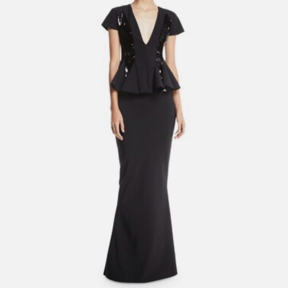 Chiara Boni Elegant Black Maxi Dress with Sequins